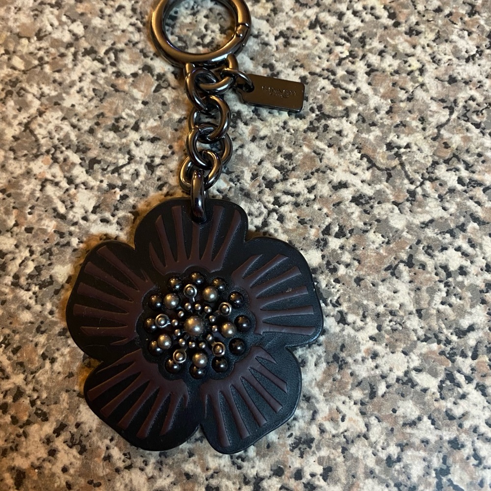 Dark Purple Coach Flower Bag Charm